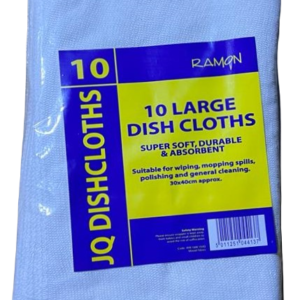 Ramon Large White JQ Dishcloths Pack of 10 | Heavy Duty Cleaning Cloths