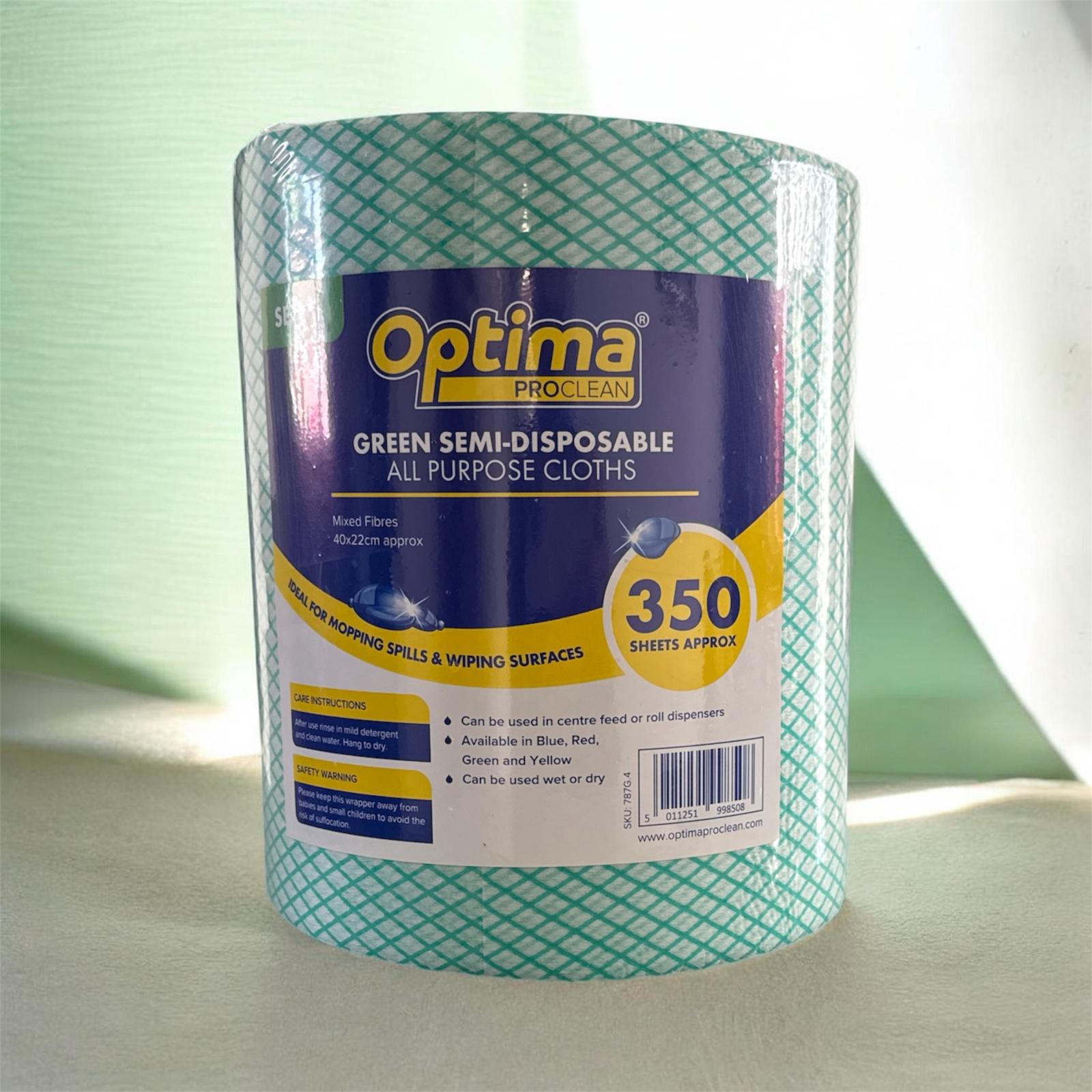 Optima Green Cleaning Cloth Roll 350 Sheets All Purpose