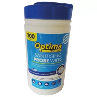 Optima sanitising probe wipes 200 pack for food thermometer cleaning in catering kitchens