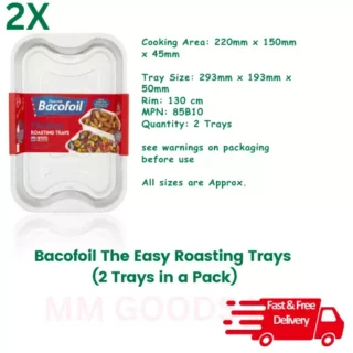 Bacofoil Easy Roasting Tray 2 pack | Twin Pack tray size 293cmm x 193mm x 50mm