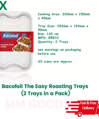 Bacofoil Easy Roasting Tray 2 pack | Twin Pack tray size 293cmm x 193mm x 50mm