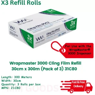 Wrapmaster 3000 Cling Film Refill 30cm x 300m (Pack of 3) 31C80