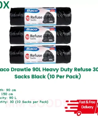 Baco Draw tight 90L Heavy Duty 30x Refuse Black 10 sacks per pack (Pack of 3)