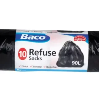 Baco Draw tie Black Refuse Sacks 90Litre 10Bags - Heavy Duty