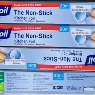 Bacofoil Non-Stick Kitchen Foil 30cm x 20m x 4 Pack - Ideal for Baking, Roasting