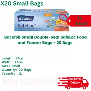 Bacofoil 20x Small Double-Seal SafeLoc Food and Freezer Bags size 17cm x 17cm
