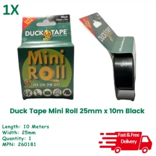 Duck Tape Mini Roll 25mm x 10m Black - Fix on the Go - 260181
