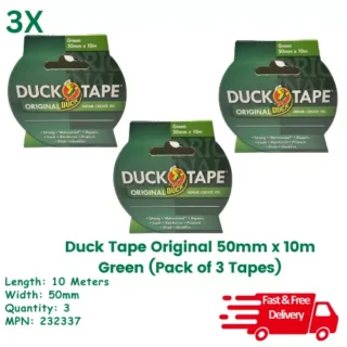 Duck Tape Original 50mm x 10m Green 232337 - Pack of 3 Tapes