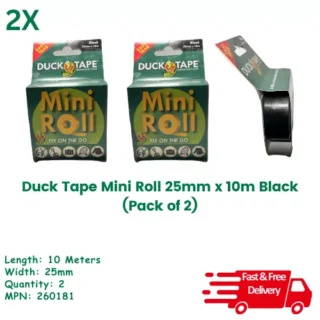 Duck Tape 2x Mini Roll 25mm x 10m Black - Fix on the Go - 260181