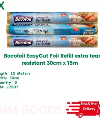 Bacofoil 3x Easycut Foil Refill extra tear resistant 30cm x 15m (Pack of 3)