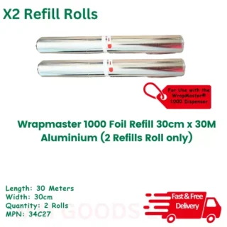Wrapmaster 1000 Foil Refill 30cm x 30M - Aluminium Pack of 2 Foil - C3427