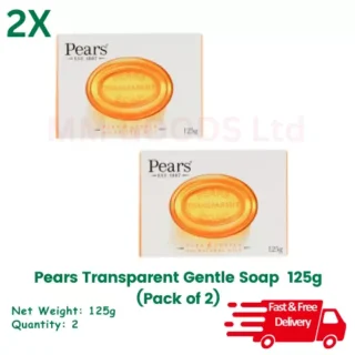 Pears Soap Transparent Amber Bar Gentle Care 125g - Pack of 2