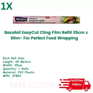 Bacofoil EasyCut Cling Film Refill - For Perfect Food Wrapping 35cm x 60m length