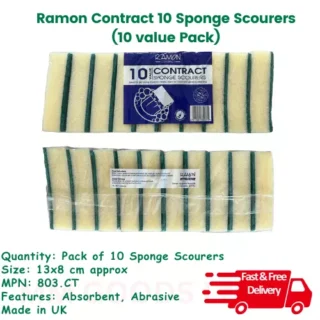 10 Sponge Scourers 13cm x 8cm Professional Kitchen Cleaning Home Restaurant