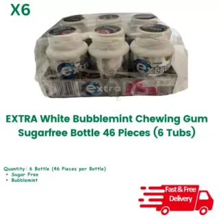 EXTRA BUBBLEMINT CHEWING GUM SUGARFREE 6 TUBS 6x 46 piece Price Marked 17/09/25