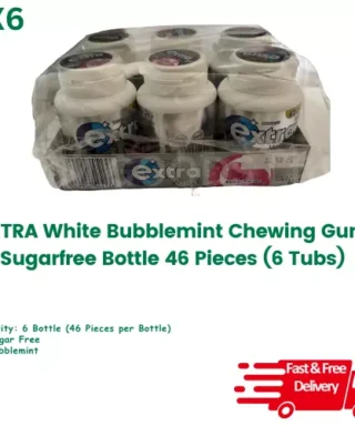 EXTRA BUBBLEMINT CHEWING GUM SUGARFREE 6 TUBS 6x 46 piece Price Marked 17/09/25