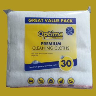 Optima Pro Clean Large White Cleaning Cloths 30 Pack Super Absorbent