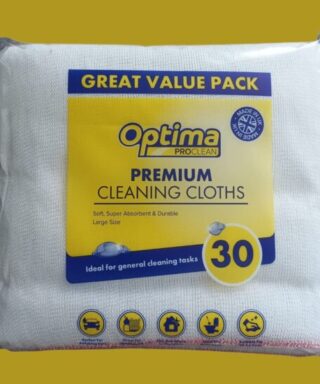 Bulk pack of 30 white Optima Pro Clean large cotton dishcloths