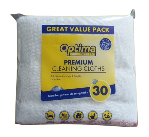 OPTIMA PROCLEAN large white dishcloths 30 pack in branded retail packaging.
