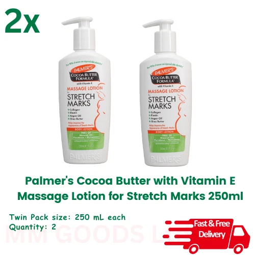 2x Palmer's Cocoa Butter with Vitamin E Massage Lotion for Stretch Marks 250ml