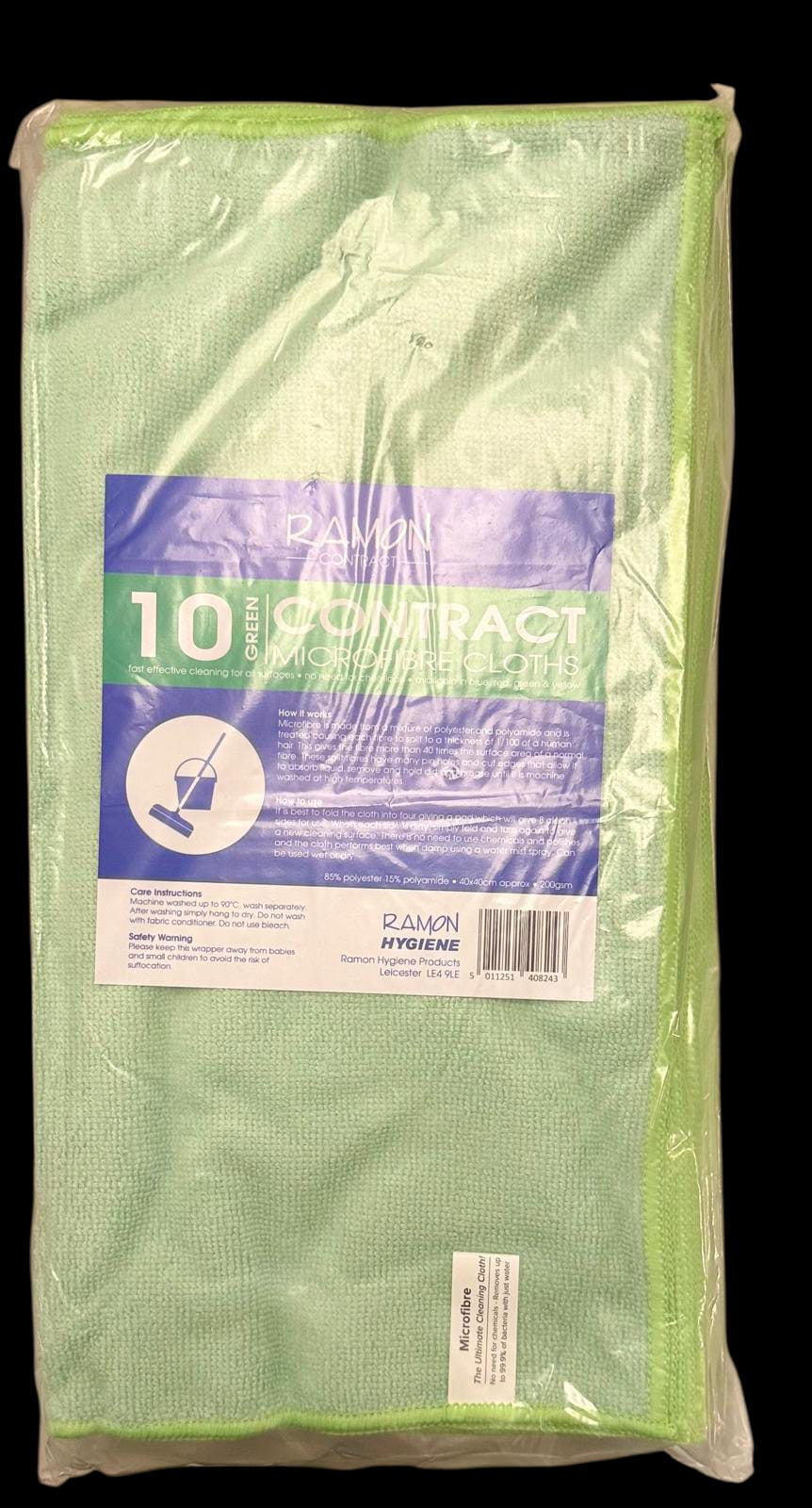Ramon Contract Green Microfibre Cleaning Cloths