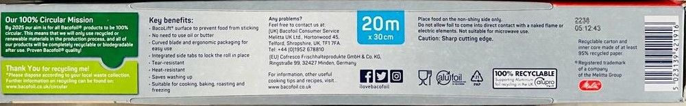 Bacofoil Non-Stick Kitchen Foil 30cm x 20m - Image 2