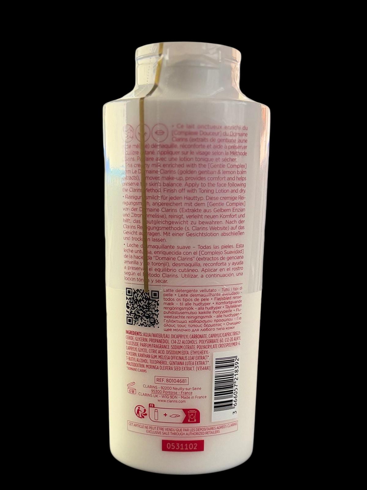 Clarins Velvet Cleansing Milk 400ml - Gentle Makeup Remover - Image 3