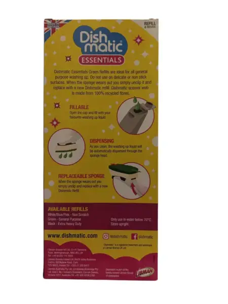 DishMatic value pack 1x Refillable Washing Up Liquid Dispenser Handle 6 heads - Image 2