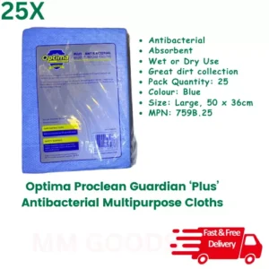 Alternative view of 25x Optima Antibacterial Multi Purpose Guardian Plus Blue Cloths 50cm x 36cm
