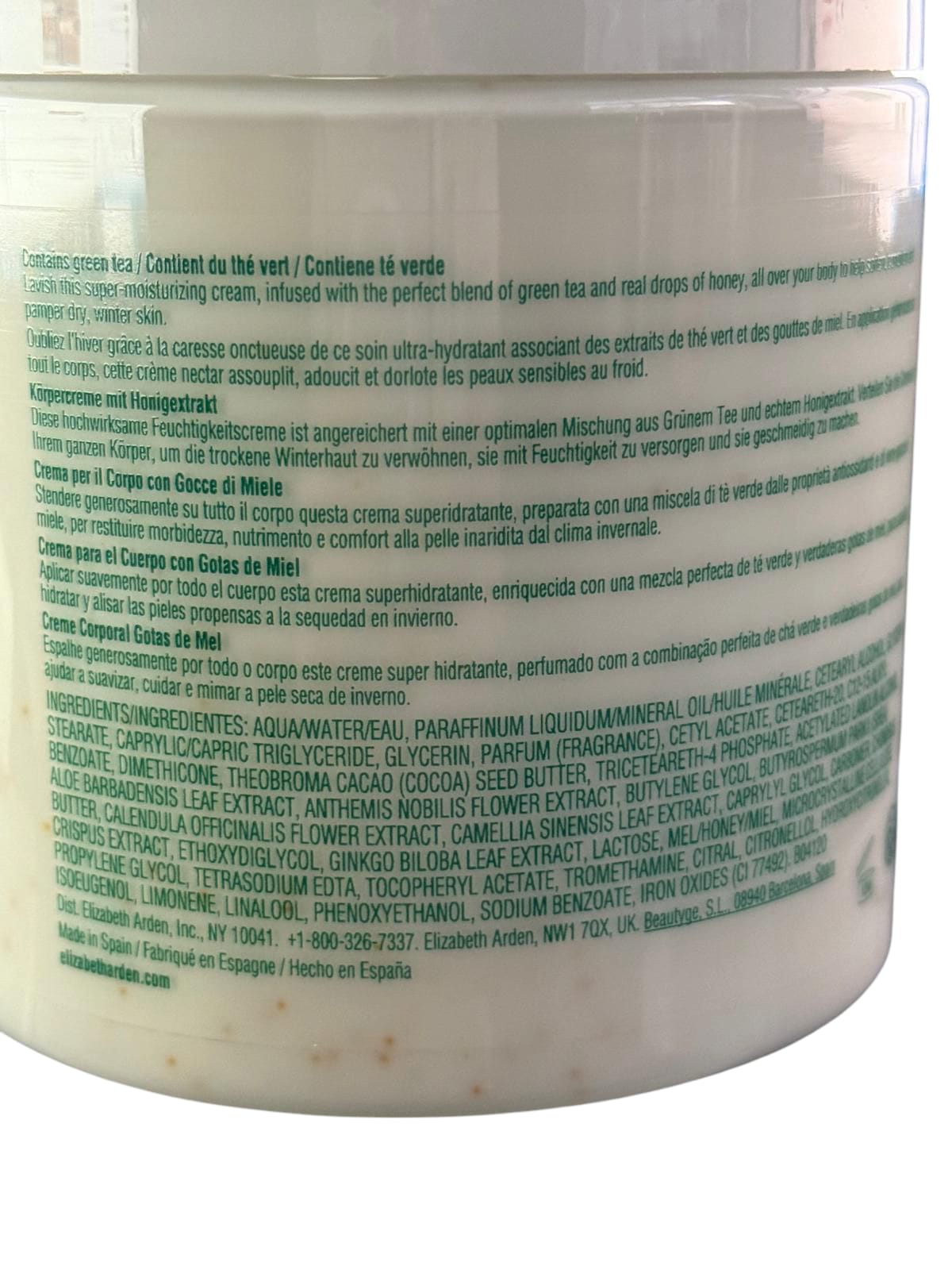 Elizabeth Arden Green Tea Honey Drops Body Cream 500ml Ingredients