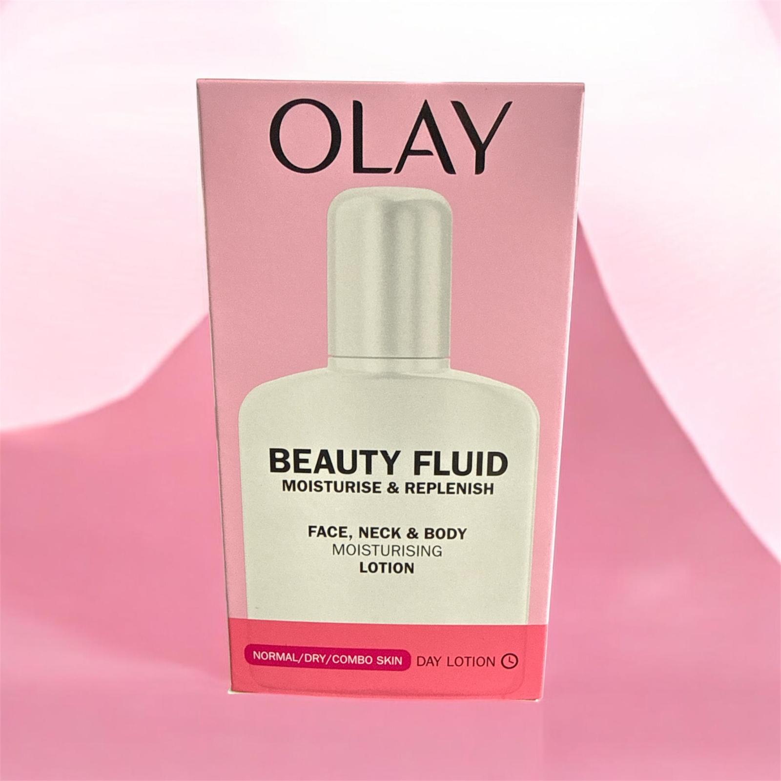 Olay Beauty Fluid Moisturise & Replenish Lotion 100ml Front Bottle