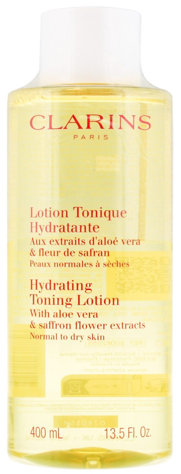Clarins Hydrating Toning Lotion 400ml with Aloe Vera and Saffron Flower Extract
