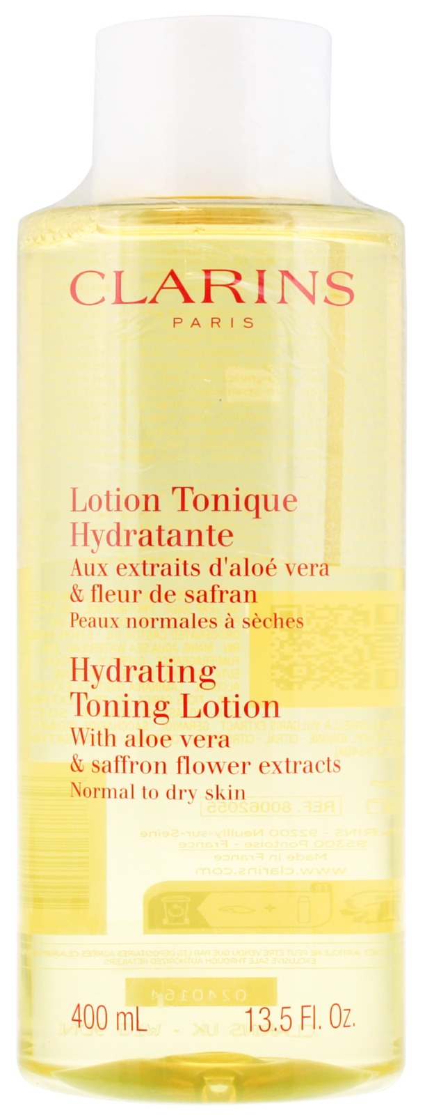 Clarins Hydrating Toning Lotion 400ml with Aloe Vera and Saffron Flower Extract
